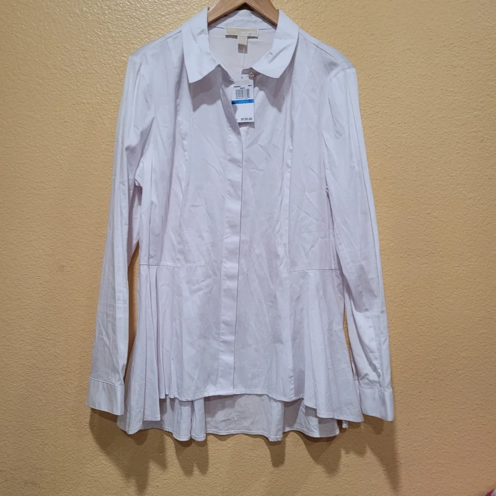 Michael Kors White Long Sleeve Button-Front Tunic Top
